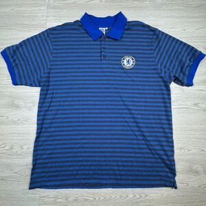 Chelsea FC Mens Polo Shirt Blue Grey Striped 3XL Official Licensed Product